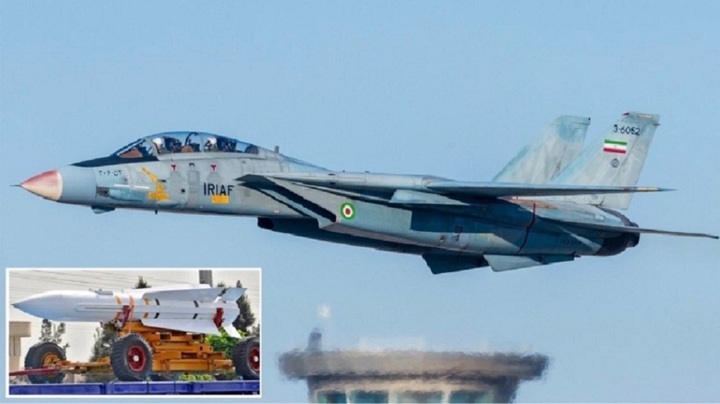 Máy bay F-14 và tên lửa Fakour 90 của Iran. (Ảnh: Military Watch)