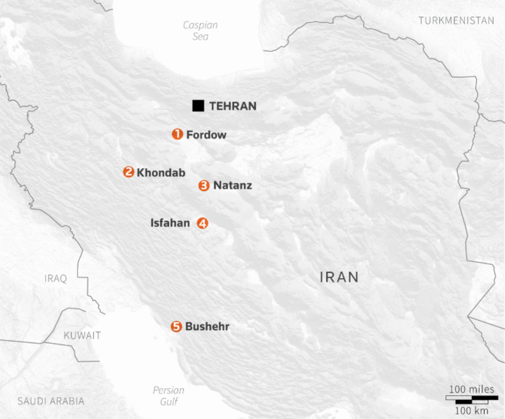 Những cơ sở chính được biết đến của chương trình hạt nhân Iran. (Ảnh: Reuters)