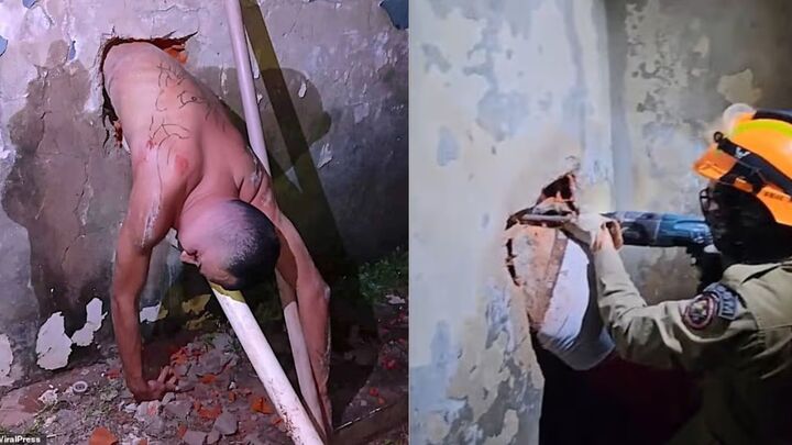 Trong quá trình vượt ngục, Silva bị mắc kẹt giữa bức tường.