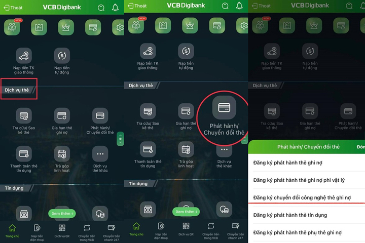 Các bước đổi thẻ từ ATM sang thẻ chip Vietcombank.