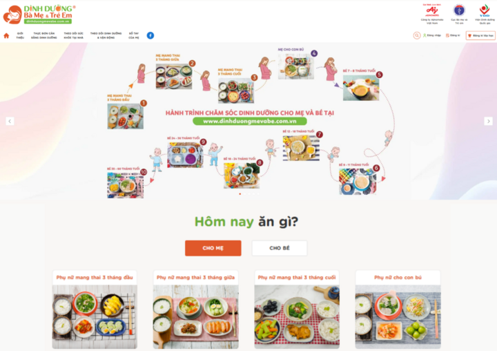 Chương trình Dinh dưỡng Bà mẹ và Trẻ em tại website www.dinhduongmevabe.com.vn.