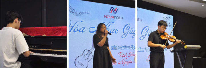 Phần trình diễn hoà nhạc gây quỹ của các em học sinh.