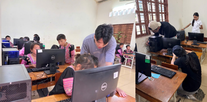 Đích thân các bạn học sinh của dự án NovaPath đã lắp ráp, trang bị những chiếc máy tính cho các em nhỏ.
