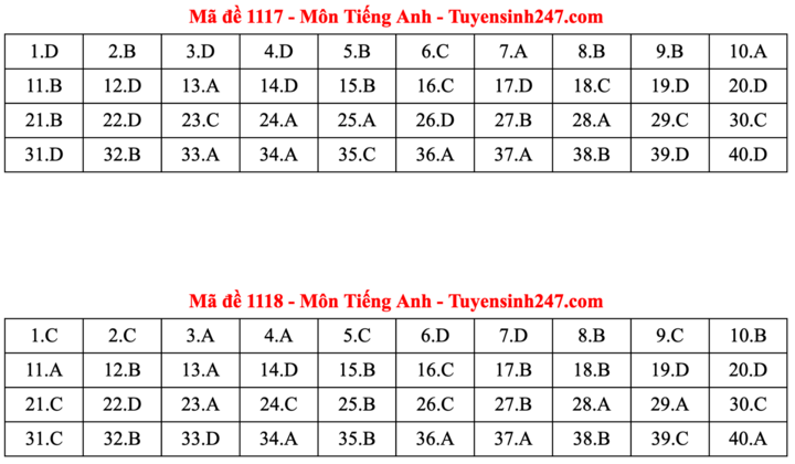 Đáp án đề thi môn tiếng Anh tốt nghiệp THPT năm 2025 tất cả mã đề - 9