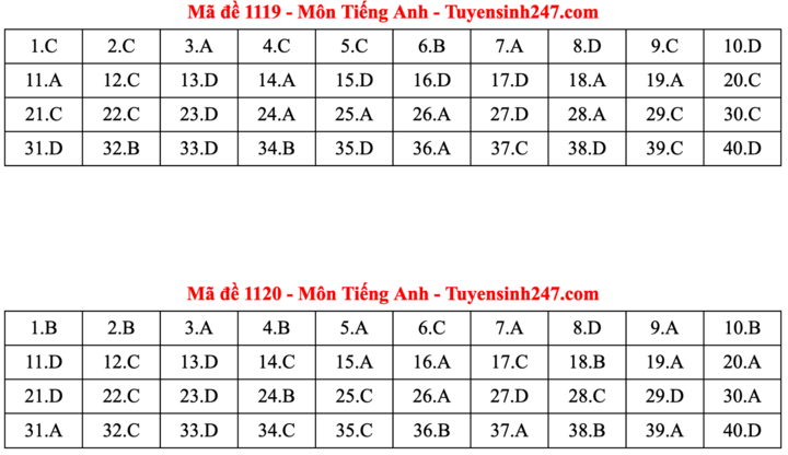 Đáp án đề thi môn tiếng Anh tốt nghiệp THPT năm 2025 tất cả mã đề - 10