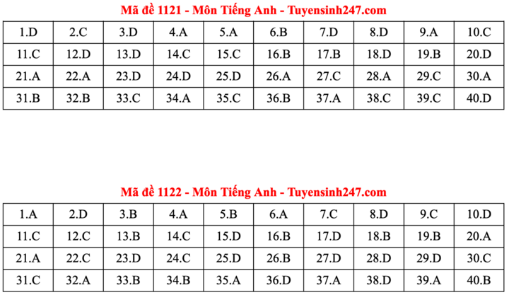 Đáp án đề thi môn tiếng Anh tốt nghiệp THPT năm 2025 tất cả mã đề - 11