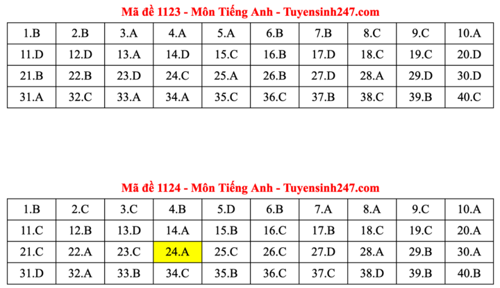Đáp án đề thi môn tiếng Anh tốt nghiệp THPT năm 2025 tất cả mã đề - 12