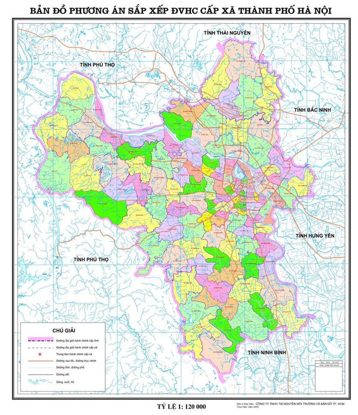 Bản đồ 126 xã phường mới sau sắp sắp xếp ở Hà Nội