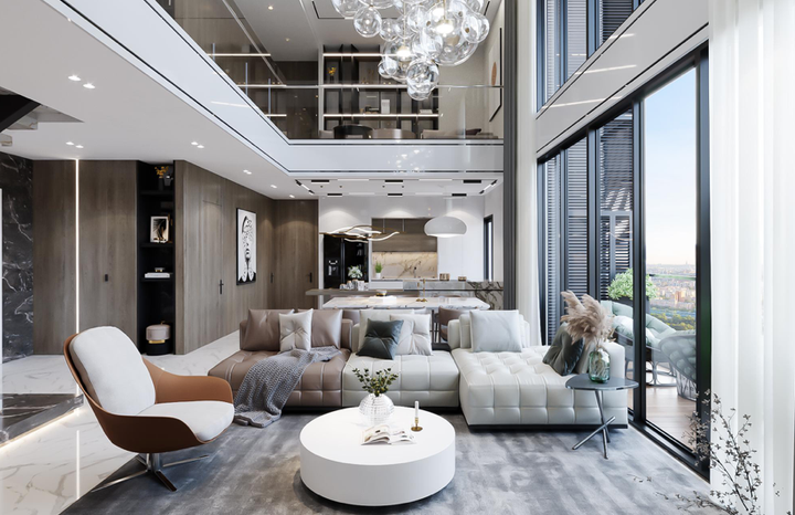 Căn hộ duplex thông tầng diện tích hơn 155m2 sẽ lên sóng livestream NobleGo vào chiều ngày 4/7.