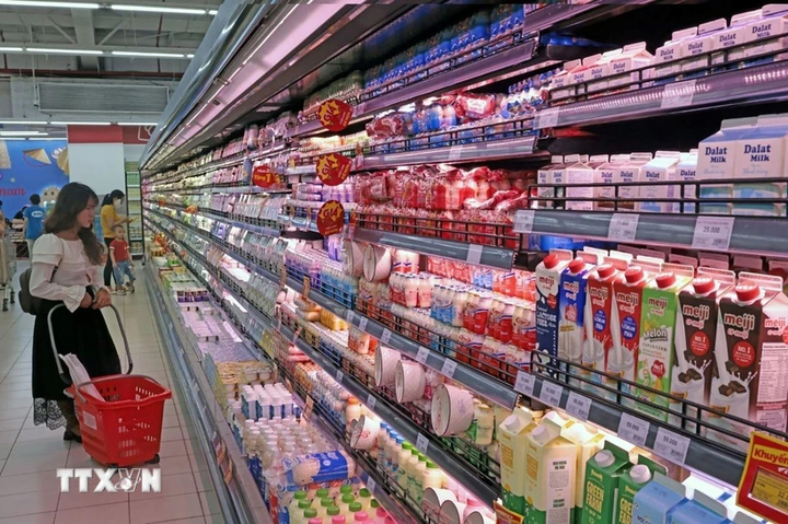 Người mua hàng hóa tại siêu thị. (Ảnh: Trần Việt/TTXVN).