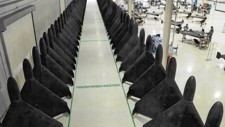 Máy bay không người lái Shahed, còn được gọi là Gerans, đang được sản xuất tại Nga. Ảnh X