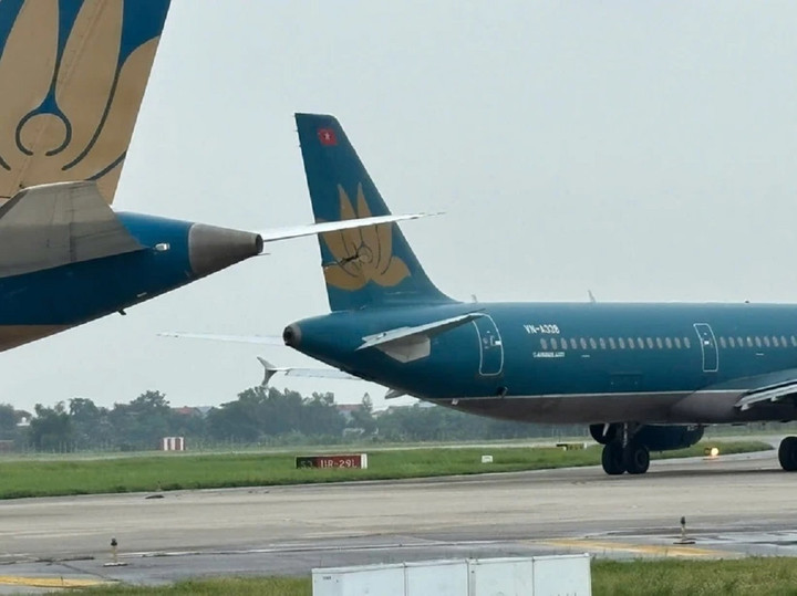 2 máy bay của Vietnam Airlines va chạm tại sân bay Nội Bài ngày 27/6. (Ảnh: Cảng hàng không Quốc tế Nội Bài cung cấp)