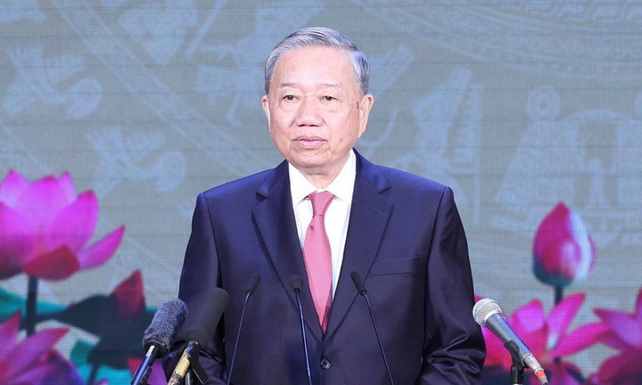 Tổng Bí thư Tô Lâm phát biểu tại buổi lễ. (Ảnh: TTXVN)
