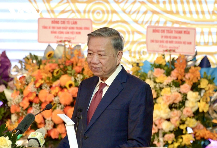 Tổng Bí thư Tô Lâm phát biểu tại lễ kỷ niệm.