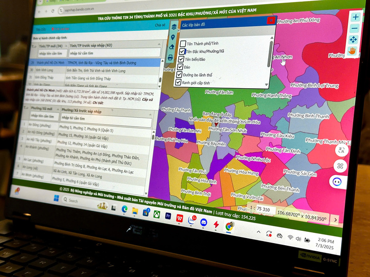 Công cụ kiểm tra địa chỉ mới sau sáp nhập