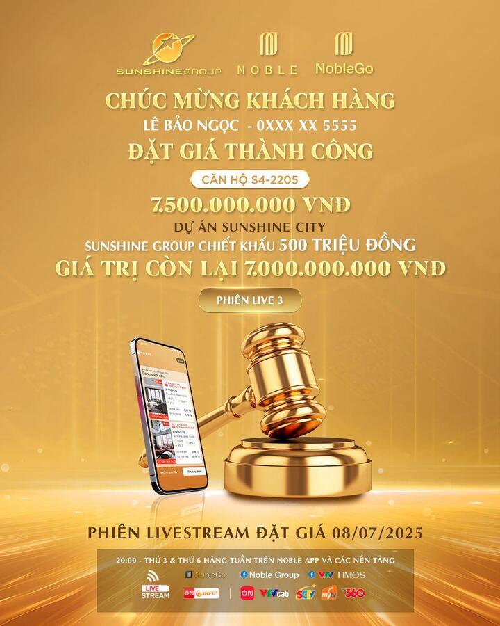 Phiên livestream đặt giá NobleGo: Khách sở hữu căn hộ Sunshine City rẻ 2 tỷ đồng - 1