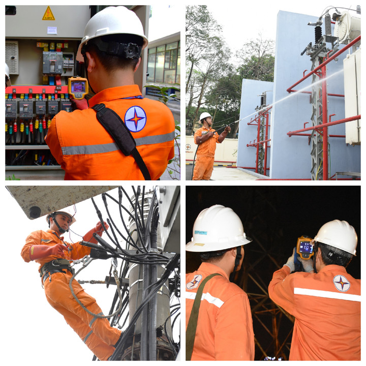 Công nhân EVNHANOI duy trì kiểm tra, bảo dưỡng, vệ sinh và vận hành lưới điện, thiết bị điện 24/7.
