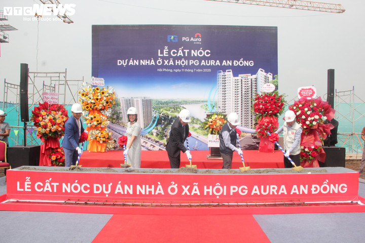 Dự án nhà ở xã hội PG Aura An Đồng chính thức cất nóc, bước vào giai đoạn hoàn thiện kỹ thuật, hướng tới bàn giao vào quý I/2026.
