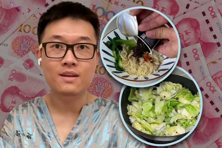 Mỗi bữa ăn của chàng trai này chỉ tốn vài nhân dân tệ và trung bình tốn chưa đến 500 nhân dân tệ (1,8 triệu đồng) mỗi tháng. (Ảnh: SCMP)