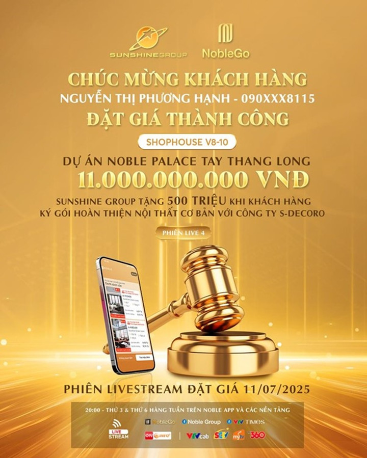 Trải qua ba vòng đầy kịch tính, khách hàng Nguyễn Thị Phương Hạnh đã đặt thành công căn V8-10 với giá 11 tỷ đồng, thấp hơn 2,5 tỷ so với giá thị trường.