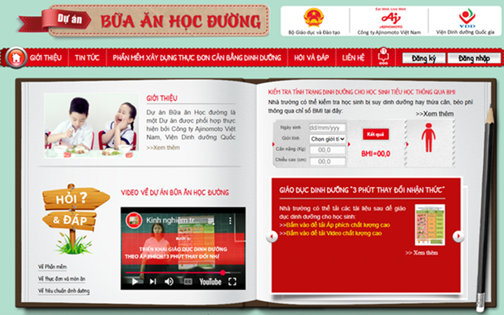 Website Phần mềm Dự án Bữa ăn học đường.