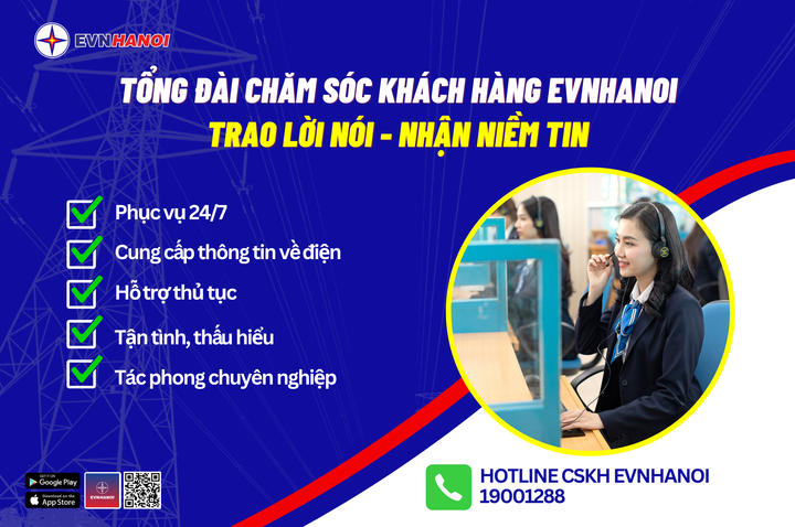 Tổng đài chăm sóc khách hàng EVNHANOI 19001288