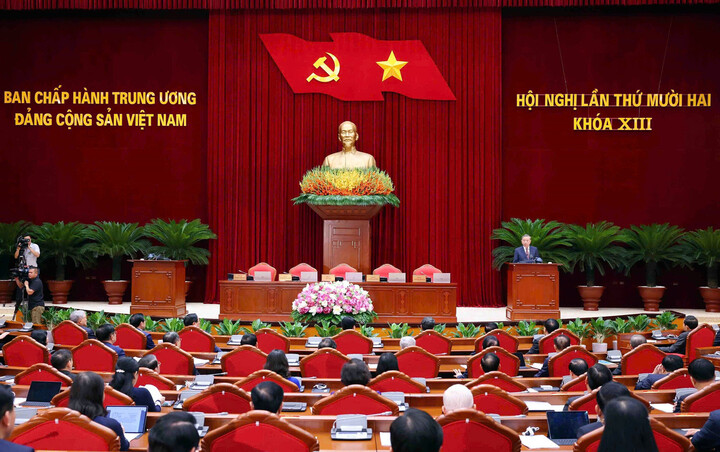 Phiên Bế mạc Hội nghị lần thứ 12 Ban Chấp hành Trung ương Đảng khóa XIII. (Ảnh: TTXVN)