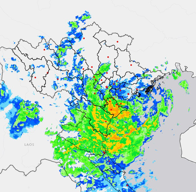 Hình ảnh radar bão số 3 Wipha lúc 4h50 ngày 22/7. (Nguồn: NCHMF)