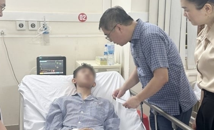Hình ảnh bệnh nhân vụ lật tàu được chăm sóc tại Bệnh viện Đa khoa tỉnh Quảng Ninh. (Ảnh: BVCC)