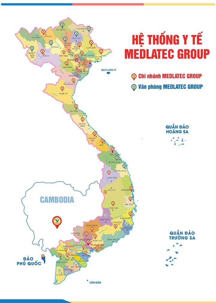 Hệ thống Y tế MEDLATEC sở hữu 01 bệnh viện, 41 phòng khám tại Việt Nam, 01 phòng khám tại Campuchia và hơn 100 văn phòng lấy mẫu tận nơi.