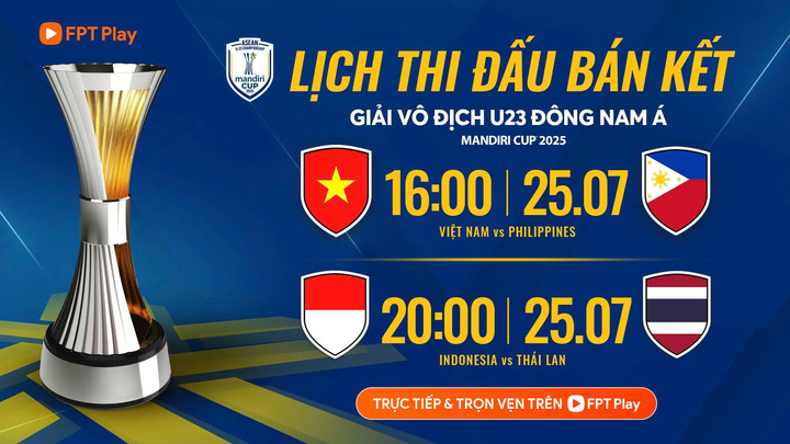 Lịch thi đấu bán kết U23 Đông Nam Á 2025.