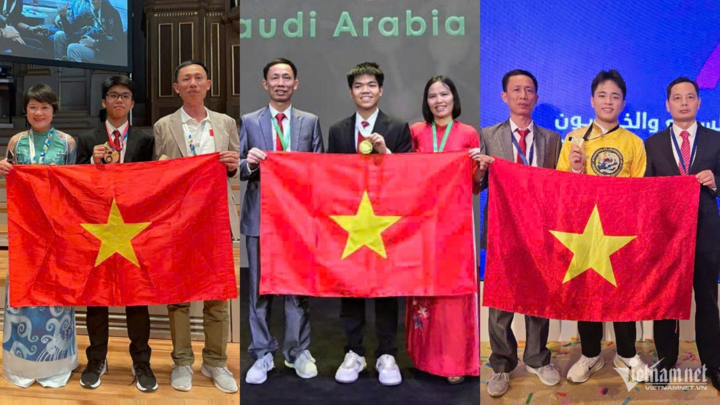 3 năm liền trường THPT chuyên Bắc Ninh có 3 học sinh giành được huy chương vàng Olympic Hóa học quốc tế. Từ trái sang là các học sinh đạt huy chương và thầy cô hướng dẫn trong các năm 2023, 2024 và 2025.