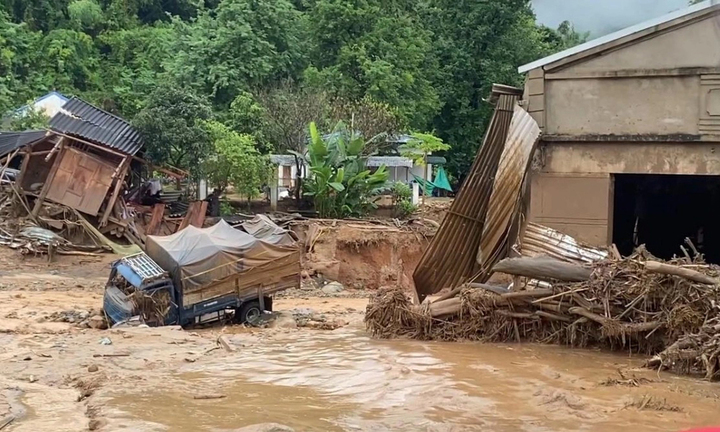 Hiện trường lũ quét ở xã Chiềng Sơ, tỉnh Sơn La.
