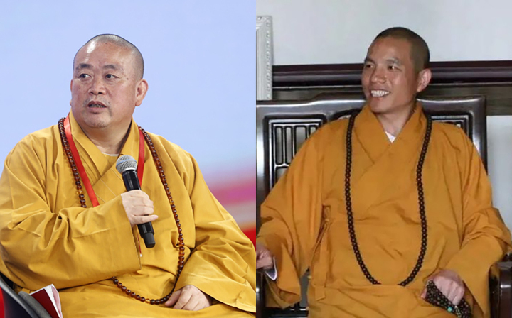 Sau khi Thích Vĩnh Tín bị điều tra, hòa thượng Thích Ẩn Lạc (phải) trở thành trụ trì mới của Thiếu Lâm Tự