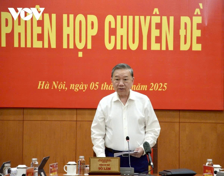 Tổng Bí thư Tô Lâm phát biểu tại phiên họp chuyên đề của Ban Chỉ đạo Trung ương về hoàn thiện thể chế, pháp luật.