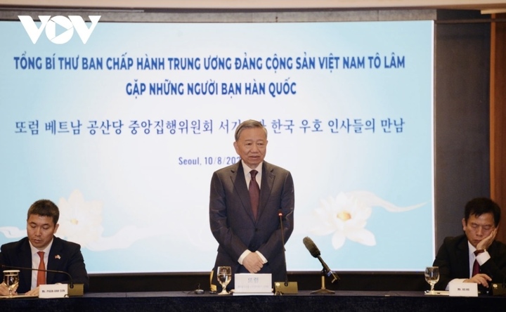 Tổng Bí thư Tô Lâm phát biểu tại buổi gặp mặt.