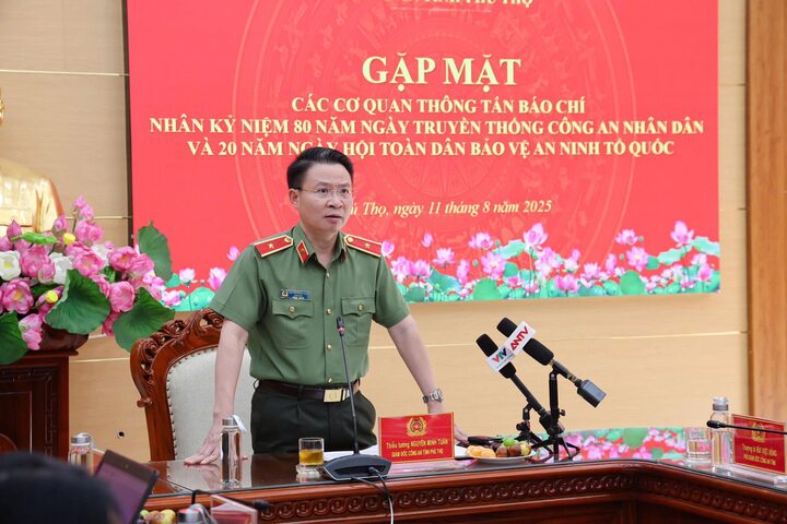 Thiếu tướng Nguyễn Minh Tuấn, Giám đốc Công an tỉnh Phú Thọ thông tin về các vụ án lớn vừa triệt phá.