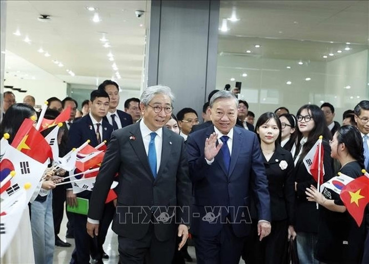 Tổng Bí thư Tô Lâm phát biểu chính sách tại Trường Đại học Yonsei. (Ảnh: TTXVN)