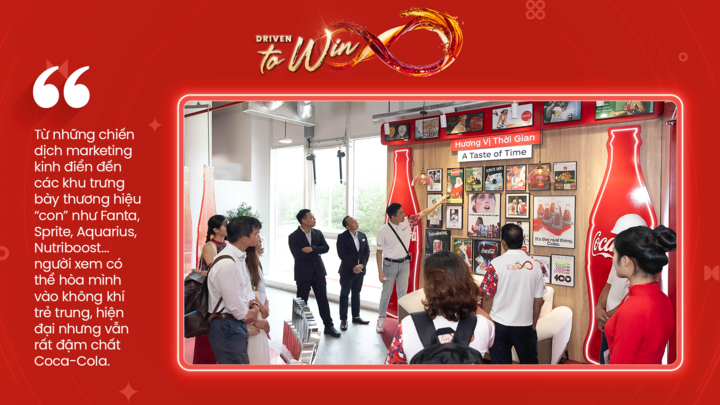 Những cột mốc nổi bật từ đầu thế kỷ XX được trưng bày theo dòng thời gian. Người xem có thể cảm nhận quá trình đổi mới không ngừng và hành trình vươn tầm toàn cầu của Coca-Cola.