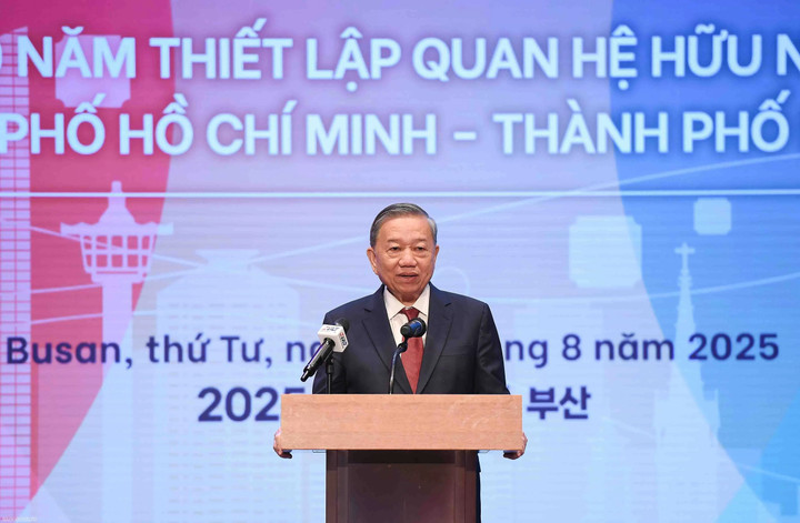 Tổng Bí thư Tô Lâm phát biểu tại Lễ kỷ niệm. (Ảnh: Nguyễn Hồng)