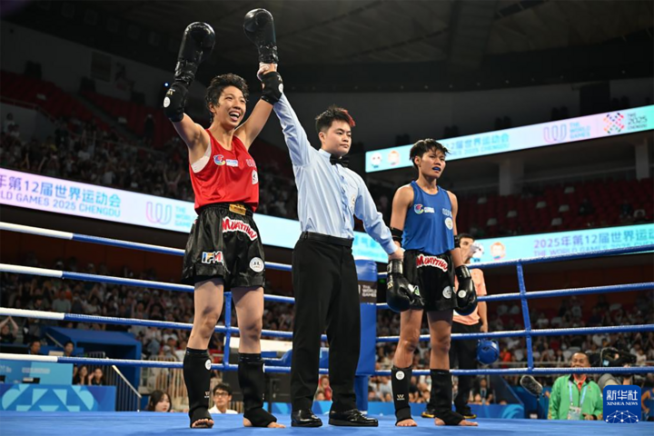 Khoảnh khắc Lưu Hiểu Tuệ ăn mừng khi giành HCV ở World Games 2025