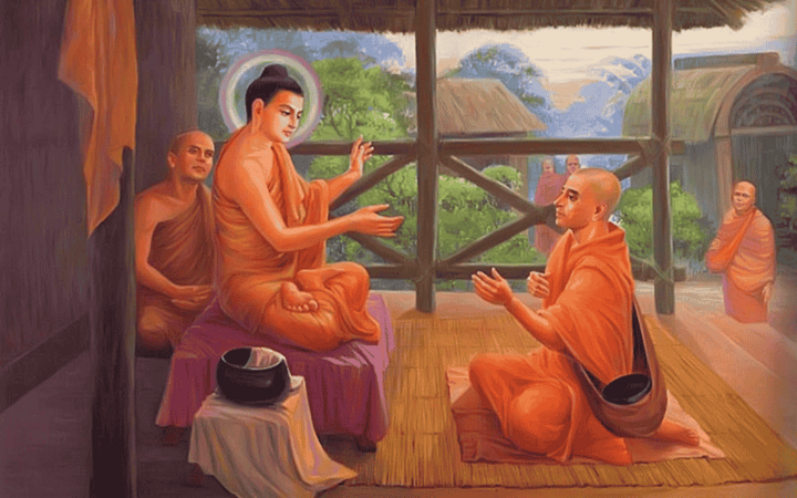 Đức Phật dùng bữa trong chánh niệm không chỉ để nuôi thân mà còn để diệt trừ tâm tham - sân - si. (Minh họa: Phatgiao.org)