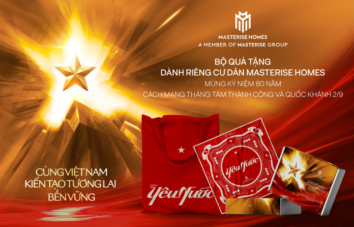 Quà tặng “Yêu nước” bao gồm cờ Tổ quốc lớn, cờ cầm tay, túi tote và khăn bandana, được Masterise Group chu đáo chuẩn bị nhằm “tiếp sức” cộng đồng cư dân hưởng ứng “Concert Quốc gia” mọi lúc, mọi nơi trong dịp trọng đại của dân tộc.