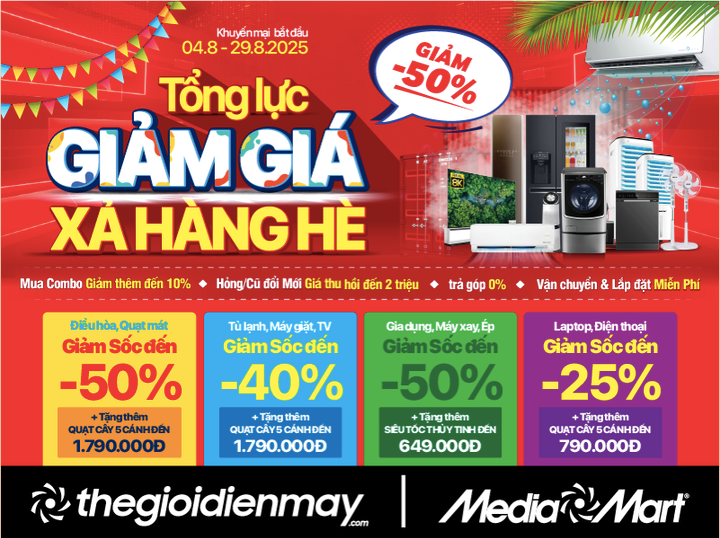 MediaMart tổng lực giảm giá, xả hàng hè: Giảm sâu đến 50% hàng nghìn sản phẩm - 1