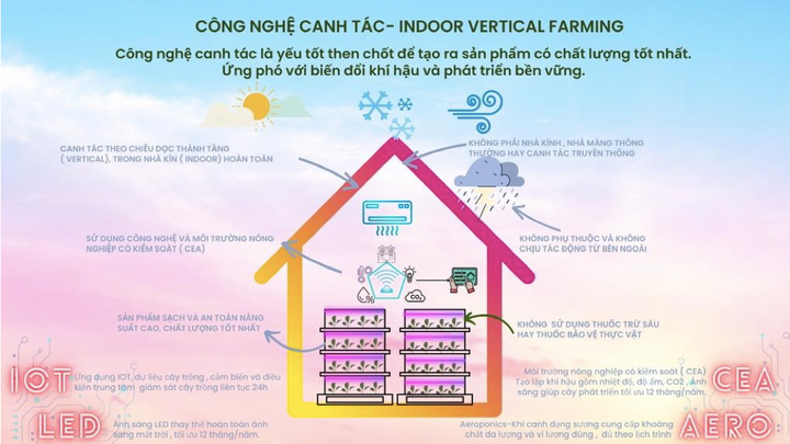 Mô hình canh tác Indoor Vertical Farming.