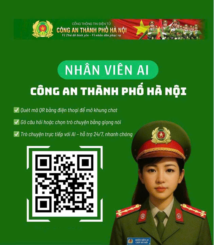 Người dân trò chuyện trực tiếp với Công an AI của Công an TP Hà Nội (Ảnh: CACC).