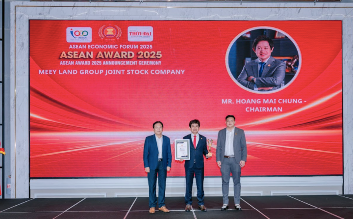 Ông Hoàng Mai Chung, Chủ tịch HĐQT Meey Group, được vinh danh là TOP 10 Nhà lãnh đạo giỏi ASEAN 2025. (Ảnh: Meey Group)