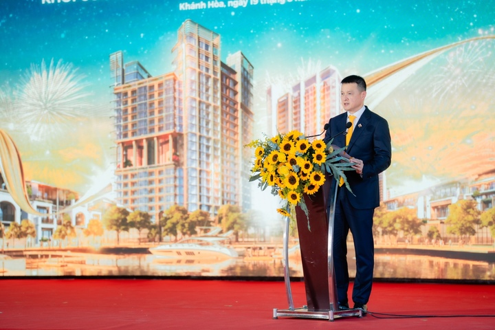 Ông Đặng Minh Trường – Chủ tịch HĐQT Tập đoàn Sun Group - phát biểu tại lễ khởi công dự án Khu đô thị hỗn hợp Nha Trang.