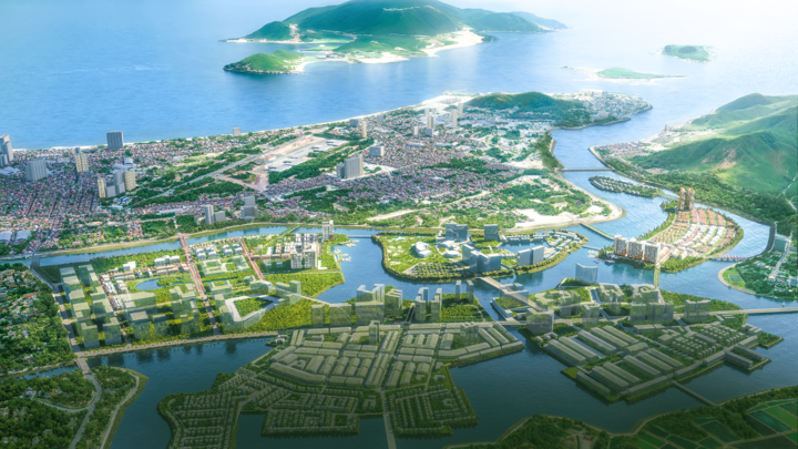 Khu đô thị hỗn hợp Nha Trang được bao bọc bởi các dòng sông, hứa hẹn trở thành biểu tượng kiến trúc đô thị của Khánh Hòa.