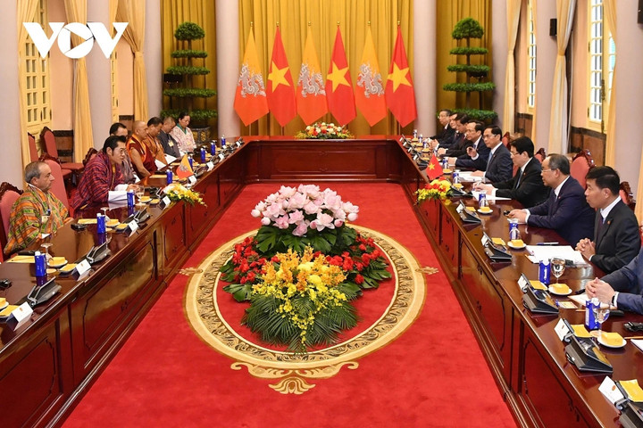 Quang cảnh hội đàm giữa hai đoàn đại biểu cấp cao Việt Nam và Bhutan.